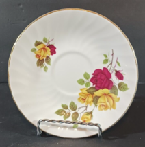 ROYAL KENDALL SAUCER Fine Bone China Red &amp; Yellow Roses 5.5&quot; - £7.11 GBP