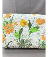 Vintage 1970s Floral Quilt Coverlet Tulips Daisies Montgomery Ward Cotta... - $58.46 CAD