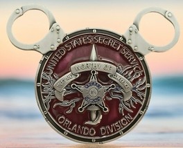 Walt Disneyworld Mickey Ears Maroon Disney Challenge Coin U.S. Secret Service - £13.50 GBP
