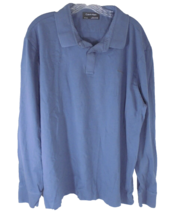 Calvin Klein Mens Polo Shirt Size 2XL Blue Long Sleeve Collared Logo Rugby - $7.87