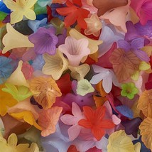 Flower Beads Frosted Acrylic Assorted Lot  Bulk Wholesale Jewelry Supplies 240pc - £22.78 GBP