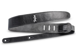 Taylor Strap,Black Leather,Suede Back,2.5&quot; Black Leather,Silver Logo - £55.04 GBP