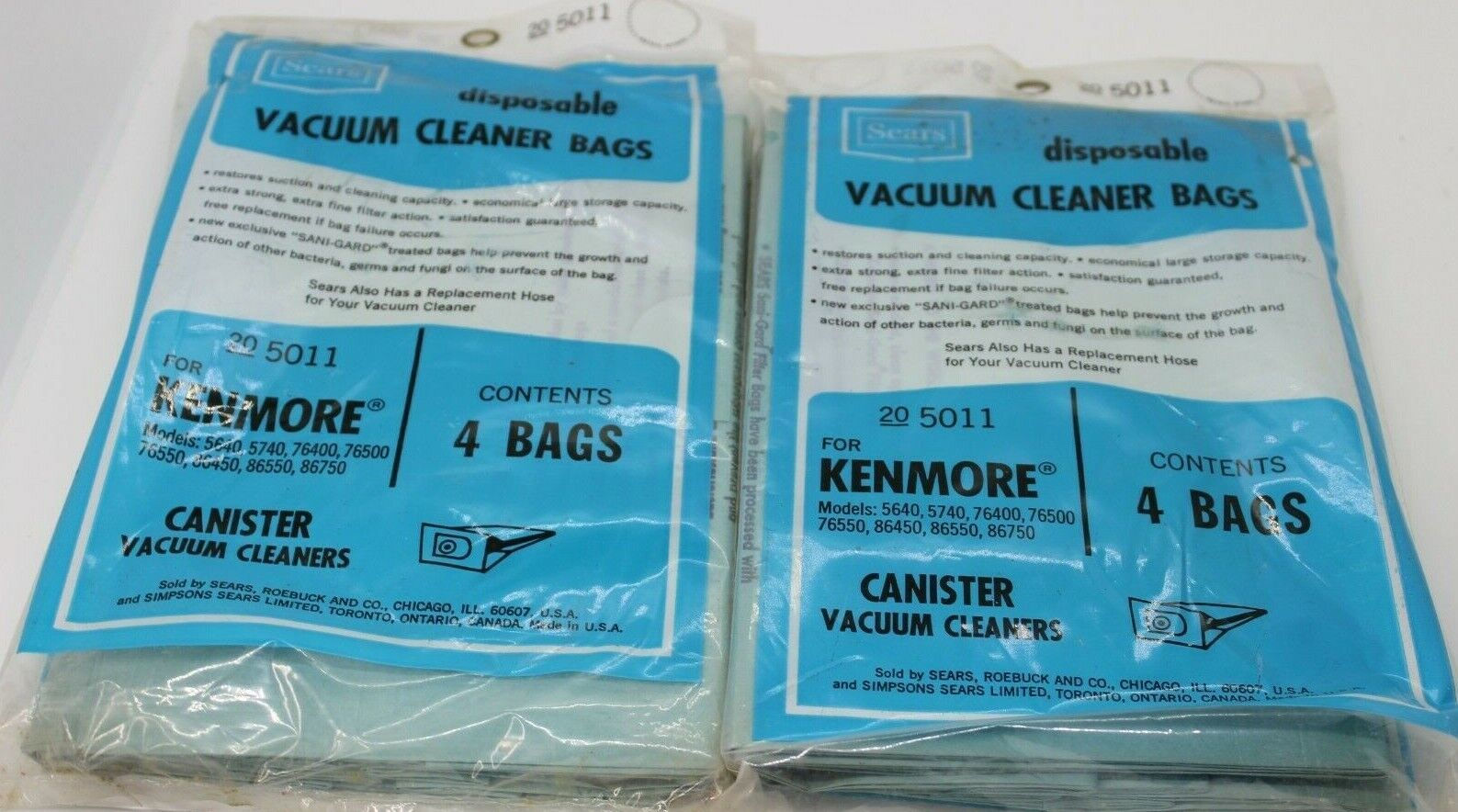 Primary image for Sears Kenmore Canister Vacuum Cleaner Bags 2-4 Packs Style 20-5011 Vintage New 8