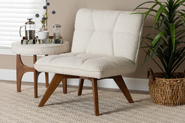 Levon Japandi Cream Boucle Fabric and Walnut Brown Accent Chair - $258.00