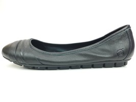 Born Womens Sz 7 M Black Leather Agnes Pleated Flats Round Toe Comfort Casual - £23.31 GBP