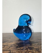 FM Konstglas Swedish Glass Blue Bird Ronneby 3.25&quot;H x 2&quot;W - $36.91