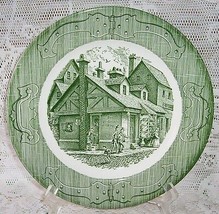 4 Royal China Old Curiosity Shop Dinner Plates Green Vintage Transferware - £19.46 GBP