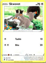 Pokémon TCG Skwovet Rebel Clash 151/192 Regular Common - $9.95
