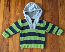 Baby Gap Boy Toddler size 3T 3 Years Blue Green Stripe Knit Sweater Hood... - $3.94