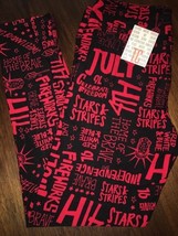 NEW LuLaRoe American Tall &amp; Curvy TC Black Red Patriotic 4th Of July Leg... - $19.79