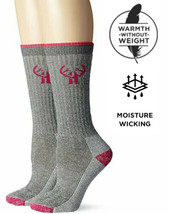 Huntworth Womens Merino Wool Premium Cushion Outdoor Boot Crew Socks 2 Pack - £14.38 GBP