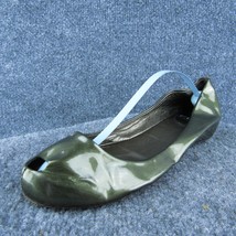 Font  Women Flat Shoes Olive Green Patent Leather Slip On Size 39 Medium - £19.71 GBP