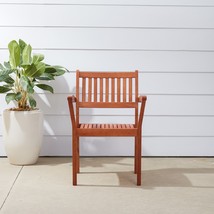 Outdoor Garden Stacking Armchair (Set of 2) - Teak - £215.11 GBP