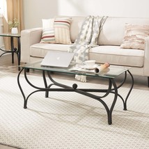 Rustic Black Tempered Glass Coffee Table Set - £145.25 GBP