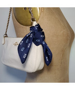 Mini Scarf 9.5x10&quot; 100% Silk Navy Abstract Print Hand Rolled Edges Purse... - $18.62