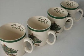 Spode Christmas Tree Coffee Mugs Set of 4 VTG S3324 Holiday Made in England - £37.44 GBP