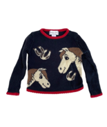 Vintage Horse Sweater Girls Size 4 Shirt Knit Ribbed Black Equestrian Po... - $738.54 MXN