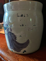 Old Crock with lid Handpainted with a Victorian Couple Dancing image 2