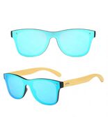 Bamboo Wood Polarized Sunglasses Blue Flat Lens Unisex UV400 Eco Friendl... - $301.96 MXN
