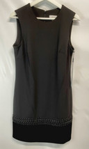 Calvin Klein Sheath Black Dress Velvet Detail Special Occasion Elegant NEW 6 - £37.96 GBP