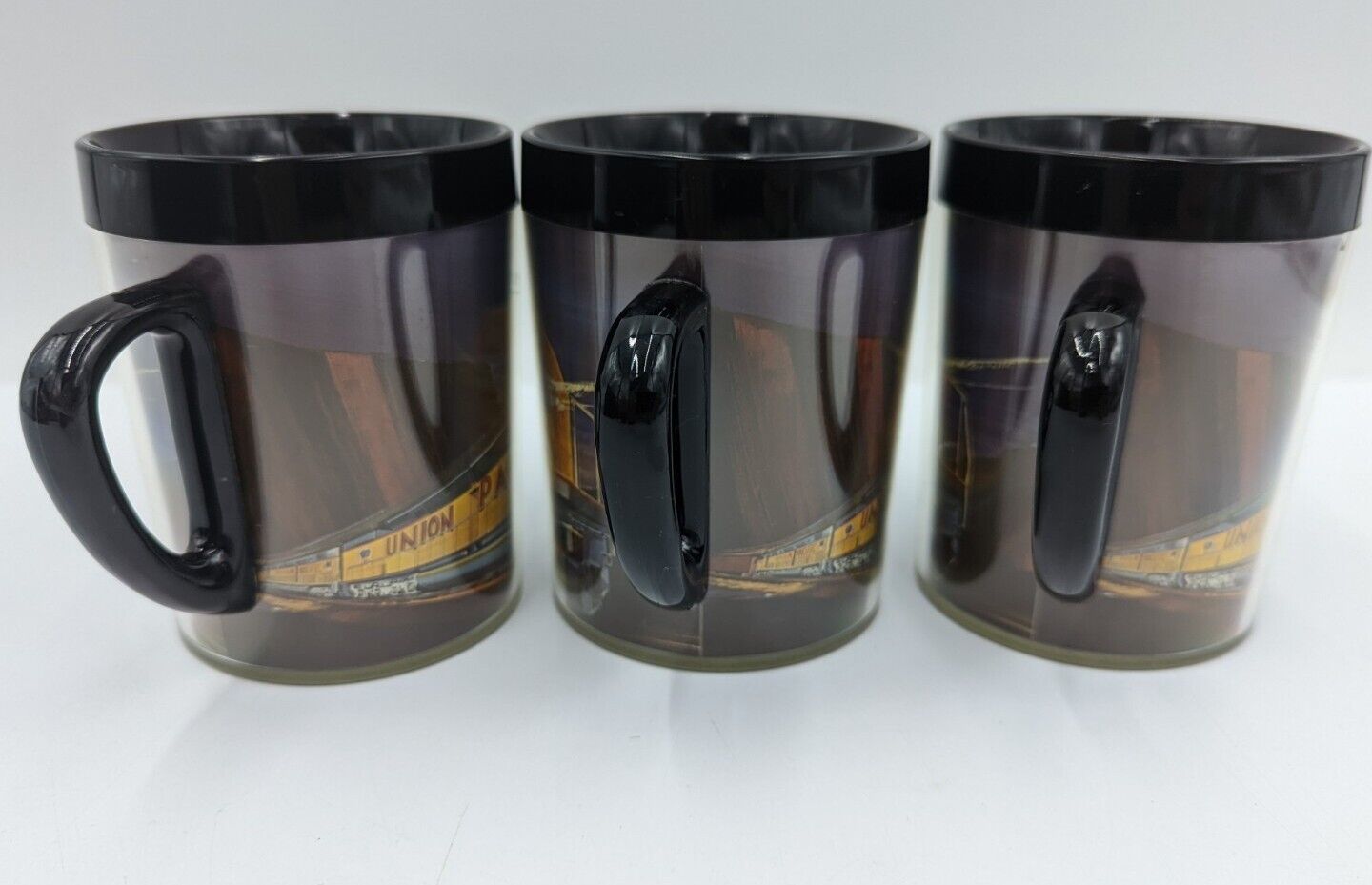 3 Vintage Union Pacific Railroad ThermoServ Plastic Coffee Mugs Cups