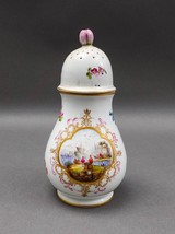 Antique Hand Painted Floral Porcelain Muffineer Sugar Shaker Caster (Read) - £159.28 GBP