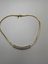 Vintage Crown Trifari Gold Rhinestone Elegant Classy 15” Necklace - £45.32 GBP