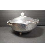 Hammered Aluminum Covered Casserole Serving Dish Hand Wrought Tulip Marb... - $44.55