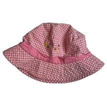 Osh Kosh B’Gosh Gingham Bucket Hat Floral Embroidery Pink 4-6x - $5.57