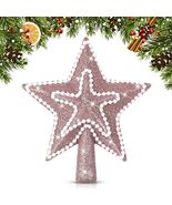 Hollowfly 4&quot; Glitter Mini Star Christmas Tree Topper Rose Gold Pearl - $61.75 MXN