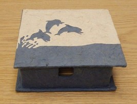 Dolphin porpoise box elephant dung poo paper craft blue white - £3.91 GBP