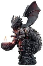 Large Rune Armored Dragon On Pedestal Tea Light Candle Holder Statue Fig... - $44.99