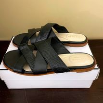 Cole Haan Grandseries Black Leather Snakeskin Embossed Slide Sandals W22... - $29.69
