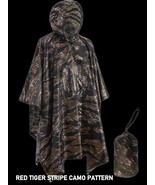 NEW WATERPROOF RED TIGER STRIPE MILITARY RAIN PONCHO WET WEATHER SHELTER... - €23,42 EUR