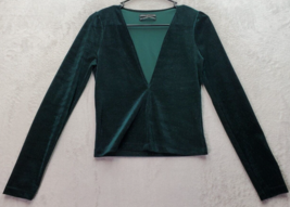 Urban Outfitters Blouse Top Women&#39;s Medium Green Metallic Velvet Plunge V Neck - £16.95 GBP