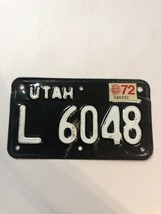1972 72 Utah Motorcycle License Plate # L 6048 - £118.89 GBP