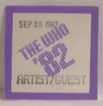 THE WHO / PETETOWNSHEND - ORIGINAL SEP 28 1982 CLOTH SHOW BACKSTAGE PASS - $15.00