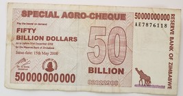 Bank of Zimbabwe Fifty Billion Dollars Special Agro cheque 2008 - £2.36 GBP