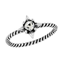 Lucky North Star Cubic Zirconia Sterling Silver Twisted Band Ring-8 - £9.48 GBP