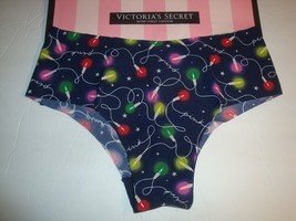 VICTORIA&#39;S SECRET PINK NO SHOW CHEEKSTER PANTY BLUE W/CHRISTMAS STRING L... - $10.88