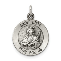 Silver Antiqued Saint Lucy Medal QC5696 - $31.64