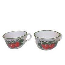 VTG Large Jumbo Cup Bowl Soup Side Handle Strawberries Hand Painted Japan #2 Set - $14.19