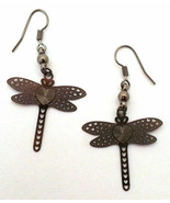 Dangling Lightweight Metal Hook Earrings with a Dragonfly Design - $9.49 CAD
