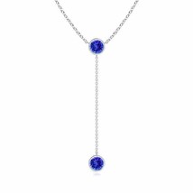 ANGARA Bezel-Set Round Tanzanite Lariat Style Necklace in 14K Solid Gold - £740.29 GBP