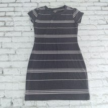 Bongo Dress Women Medium Gray Striped Short Sleeve T Shirt Dress Bodycon... - £14.34 GBP