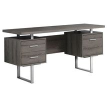 24 Inch Taupe and Silver Computer Desk With Three Drawers - $12,571.45 MXN