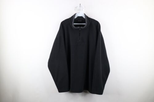 Primary image for Vtg 90s Streetwear Mens 3XL Faded Blank Half Zip Fleece Pullover Sweater Black