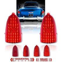 55 Chevy Red LED Sequential Tail Brake Light Back Up Delete Lenses Bel A... - £114.80 GBP