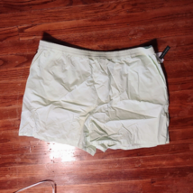 BP Athletic Shorts Green Limecream Women Pockets Elastic Waist Size 2X - $24.76