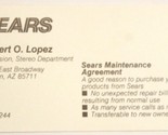 Sears Vintage Business Card Tucson Arizona bc9 - £3.87 GBP